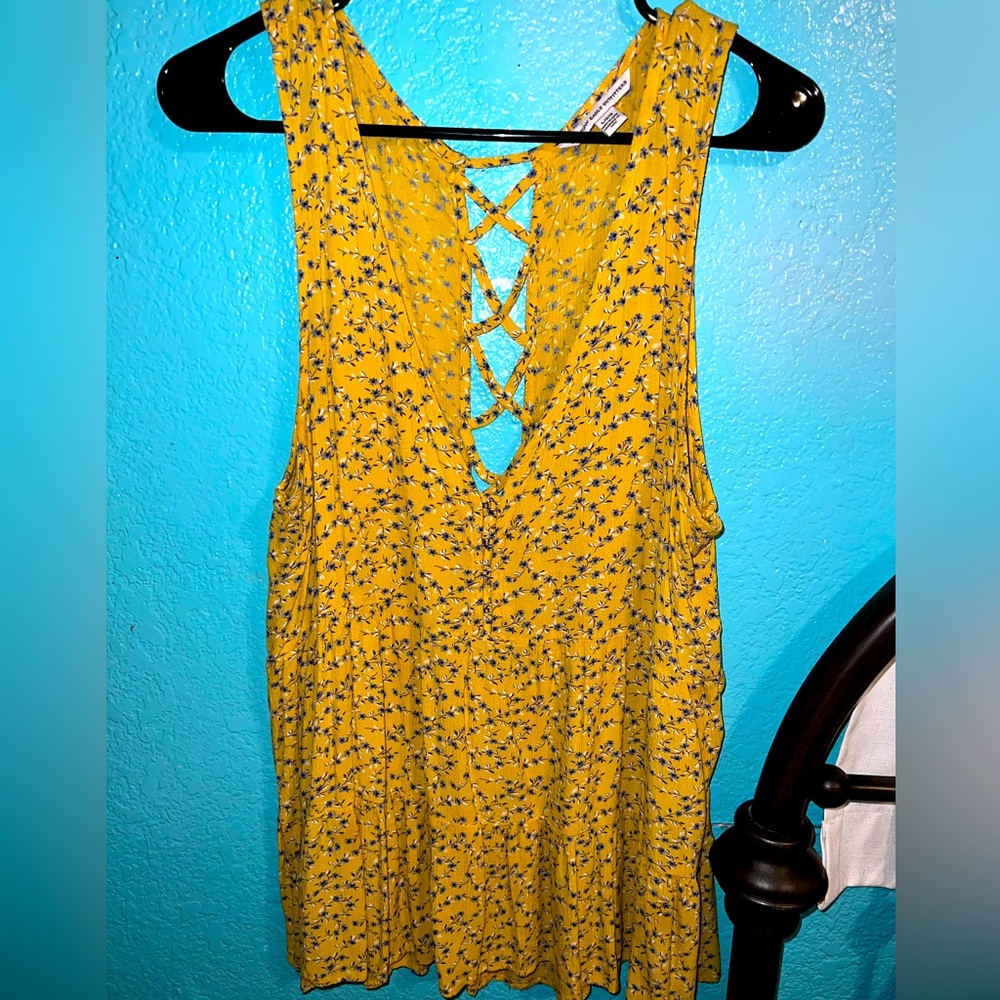 AEO yellow floral tiered top (2 for $30)